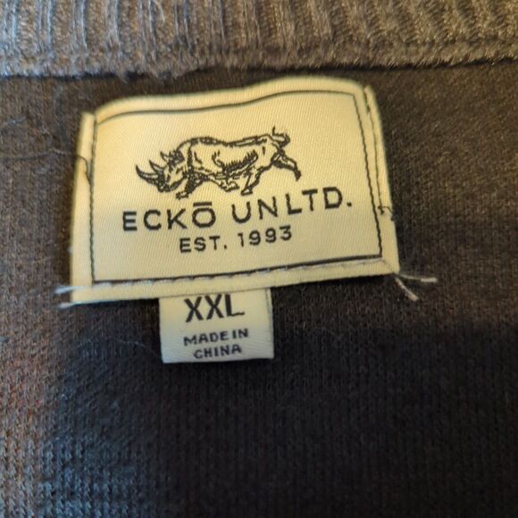 Ecko Unlimited Sweater Mens XXL Red Gray 1/4 Zip Long Sleeve Preppy - Picture 5 of 8